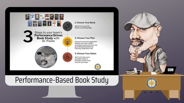 Video thumbnail: a slide titled 3 Steps to your team's Performance Driven Book Study with Dr. Paulie, beside an illustration of Dr. Gavoni at a desk
